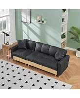 86.61 inches black technology cloth sofa, three sofa lift sofa bed, sofa bed with storage cabinet, sofa is soft and comfortable, suitable for meeting