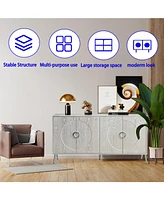 Modern Lacquered 4 Door Wooden Cabinet Sideboard Buffet Server Cabinet Storage Cabinet, for Living Room, Entryway, Hallway, Office, Kitchen and Dining