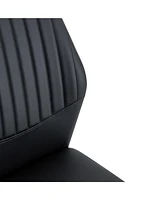 Black Pu Dining Chairs - Set of 6, Metal Legs, Stripe Back