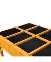 Raised Garden Bed with Legs, Wooden Elevated Planter Box with 8 Grids Divider & Protective Liner, Standing Garden Planter Bed for Vegetables Flowers H