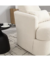 Swivel Barrel Chair, Comfy Round Accent Sofa Chair for Living Room, 360 Degree Swivel Barrel Club Chair, Leisure Arm Chair for Nursery, Hotel, Bedroom