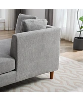 Gray Chenille Double-Sided Chaise Lounge Sofa w/ Pillows and Rubberwood Legs
