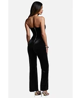 Bebe Women's Strapless Velvet Jumpsuit