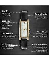 Peugeot Women 36x18mm Watch Glossy Black Leather Strap
