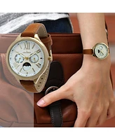 Peugeot Women 38mm Watch Multi Function Suede Leather Strap