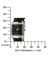 Peugeot Women's 20mm Square Watch with Glossy Leather Strap