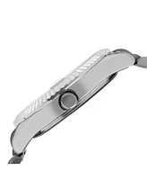 Peugeot Men's 40mm Silver Face Fluted Bezel Stainless Steel Bracelet Watch