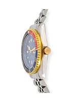 Peugeot Men's Round Day-Date Rotating Bezel Watch with Stainless Steel Bracelet