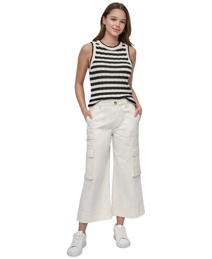 Dkny Jeans Women's High Rise Wide-Leg Cropped Utility