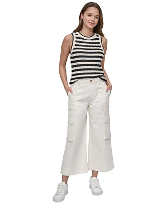 Dkny Jeans Women's High Rise Wide-Leg Cropped Utility