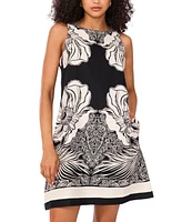 Msk Women's Printed Short Sleeveless Shift Dress