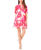 Msk Women's Printed Tiered Short Babydoll Dress