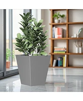 22" Metal Tapered Planter - Burnished Grey