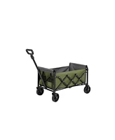Folding Beach Wagon - Heavy Duty, Portable, Outdoor Cart - Army Green