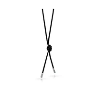 Bling Jewelry Smooth Black Leather Cord Necklace .925 Sterling Silver Tips 27 Inch