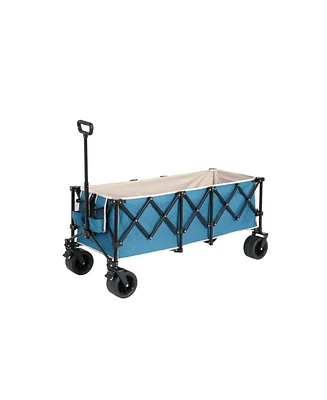 Foldable Utility Wagon with All-Terrain Wheels - Blue