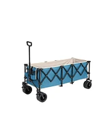 Foldable Utility Wagon with All-Terrain Wheels - Blue