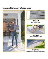 30-Piece Acacia Wood Deck Tiles - Striped, Light Gray