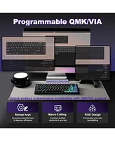 Yunzii AL65 Wireless Mechanical Keyboard, Full Aluminum Cnc,Support Qmk/Via Software Gasket Structure,60% Hot Swappable with Rgb Backlit Bt/2.4G/Usb-c