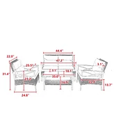 Mondawe Patio 4 piece sectional low dining conversation sofa set- Kd rattan wicker outdoor garden furniture corner sofa set with cushion.