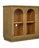 Large Storage Buffet Cabinet with Glass Doors (Pine)