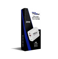 KickPOWER -Wall Charger (Pd & Usb 20 Watt Dual Port) Quick Charger
