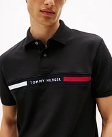 Tommy Hilfiger Men's Short Sleeve Embroidered Chest Stripe Polo Shirt