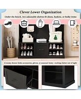Hall Tree with Bench, Hooks & Drawer