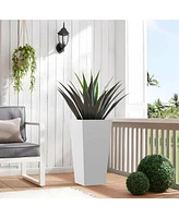 25" Metal Tapered Planter - White, Indoor/Outdoor