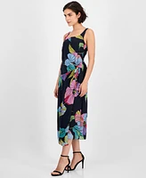 Robbie Bee Women's Printed Faux Sarong Midi Dress