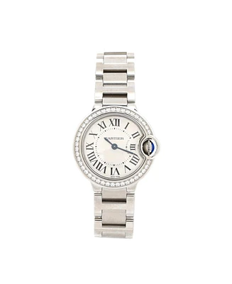 Pre-Owned Cartier Ballon Bleu de Cartier Quartz Watch in Stainless Steel with Diamond Bezel 28mm