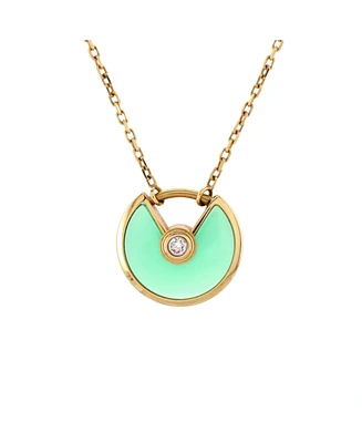 Pre-Owned Cartier Xs Amulette de Cartier Pendant Necklace 18K Gold with Chyrsoprase and Diamond