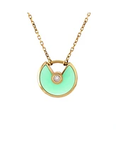 Pre-Owned Cartier Xs Amulette de Cartier Pendant Necklace 18K Gold with Chyrsoprase and Diamond
