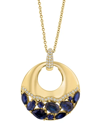 Effy Sapphire (2-1/3 ct. t.w.) & Diamond (1/6 ct. t.w.) 18" Pendant Necklace in 14k Yellow Gold