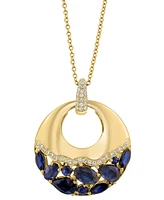 Effy Sapphire (2-1/3 ct. t.w.) & Diamond (1/6 ct. t.w.) 18" Pendant Necklace in 14k Yellow Gold