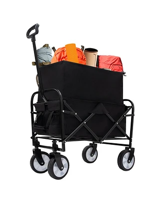 Collapsible Utility Wagon Cart - 225lb Capacity - Black