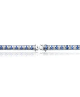 Sterling Silver White Gold Plating with Blue and White Cubic Zirconia Bracelet