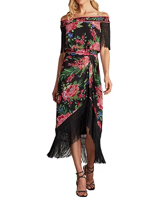 Tadashi Shoji Women's Kaiser Floral Fringe Midi Dress
