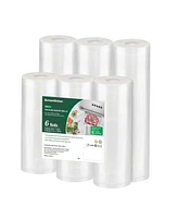 Bonsenkitchen Vacuum Sealer Rolls Bags, 6 Pack 3 Rolls 11" x 20' + 3 Rolls 8" x 20' Commercial Grade Bpa Free Bag Rolls, Durable Customized