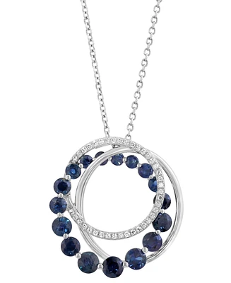 Effy Sapphire (1-7/8 ct. t.w.) & Diamond (1/10 ct. t.w.) Swirl 18" Pendant Necklace in 14k White Gold