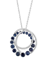 Effy Sapphire (1-7/8 ct. t.w.) & Diamond (1/10 ct. t.w.) Swirl 18" Pendant Necklace in 14k White Gold