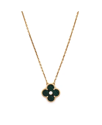 Pre-Owned Van Cleef & Arpels Vintage Alhambra Pendant Necklace 18K Gold and Malachite with Diamond