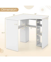 Corner Computer Desk Triangle Home Office Desk with Adjustable Shelf and Arc-Shaped Profile