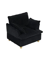 Corduroy Sofa with Ottoman & Pillows - Living Room/Balcony/Study