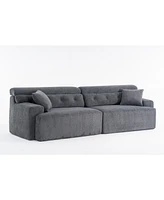 Gray 4-Seater Compression Sofa with Pillows
