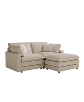 Beige Modular Sectional Sofa with Pillows for Living Room and Bedroom