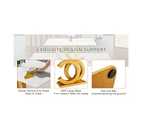 Tempered Glass and Pu Material Dining Set with Arched Gold Legs
