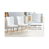 Modern Glass Dining Table (63"x35.4") with 6 Pu Chairs