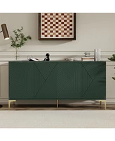 Modern Olive Green Sideboard - 60" with Storage & Rebound Doors