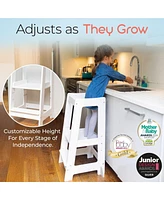 Stepup Baby Toddler Tower with Adjustable Step, Natural Montessori-Inspired Toddler Step Stool, Standing Tower for Kids, Fits Under Kitchen Counters,